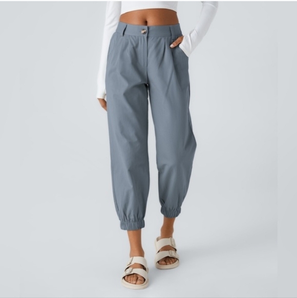 HALARA Pants - Halara Mid Rise Button Zipper Side Pocket Casual Cotton Joggers Size Large